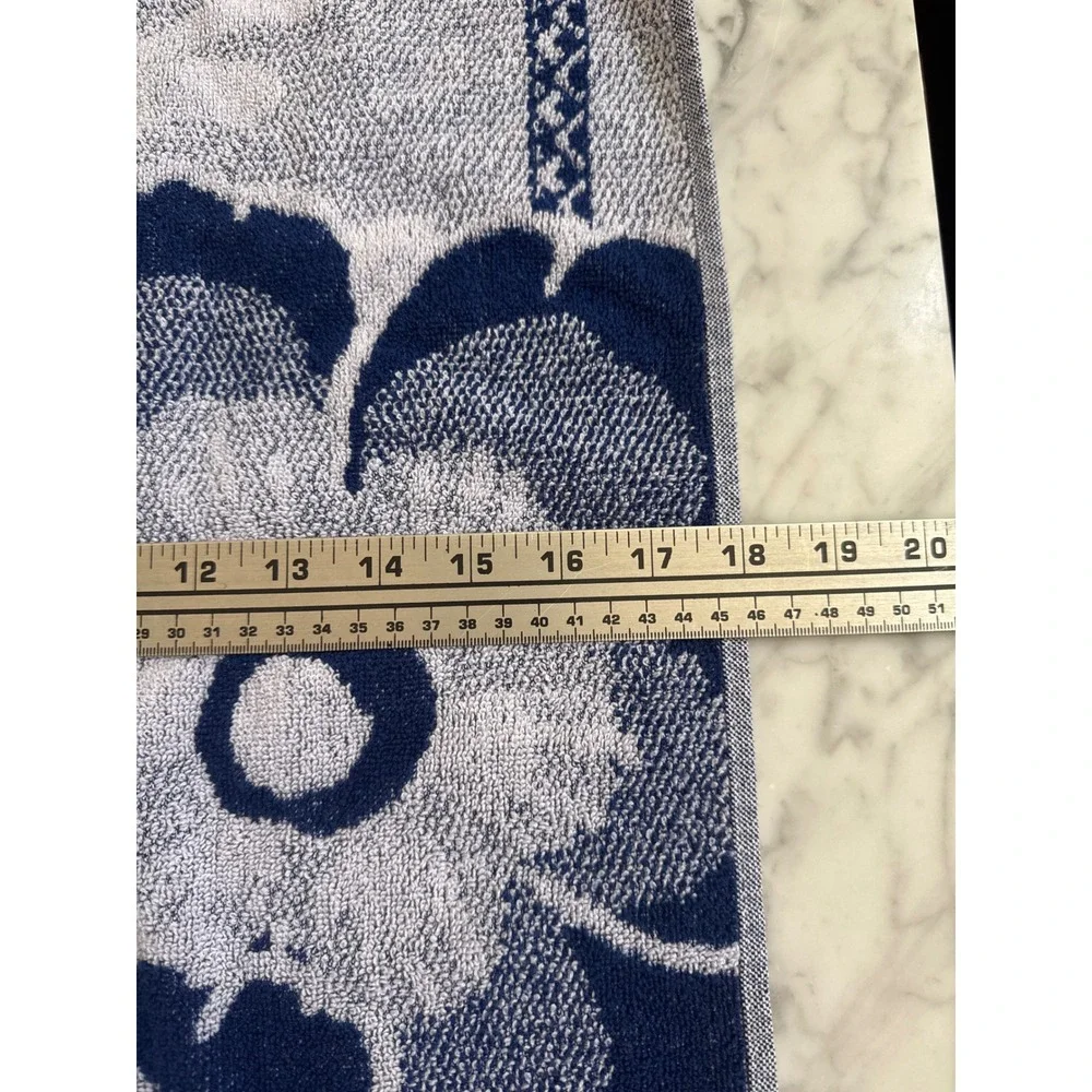 Heinen Delfts Blauw Blue White Floral Hand Towel Dutch Design Terry Cloth 21x19.